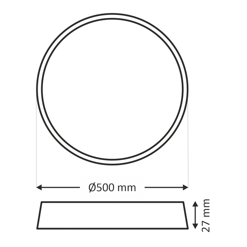 Plafonnier LED/40W/230V 3000/4000/6500K Ø 50 cm noir