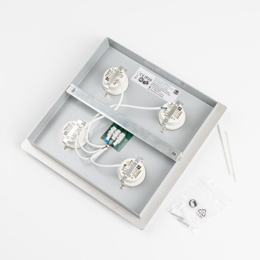 Plafonnier LED 4xLED/5W/230V 3000K 28x28 cm chrome mat