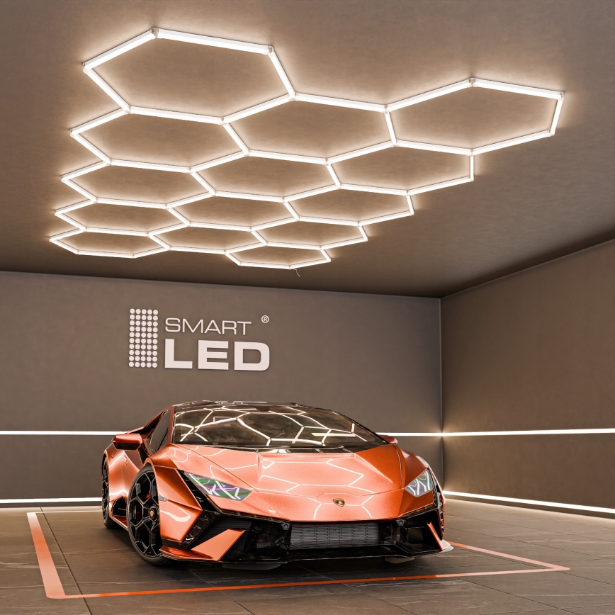 Plafonnier LED HEXAGON LED/570W/85-265V 4000K 522x298 cm IRC 90 IP44 blanc