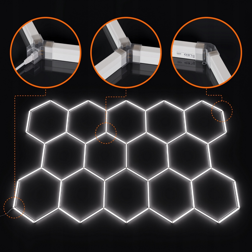 Plafonnier LED HEXAGON LED/570W/85-265V 4000K 522x298 cm IRC 90 IP44 blanc