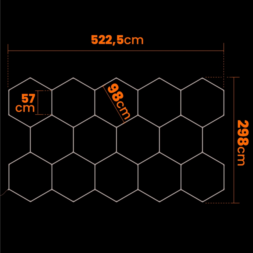 Plafonnier LED HEXAGON LED/570W/85-265V 4000K 522x298 cm IRC 90 IP44 blanc