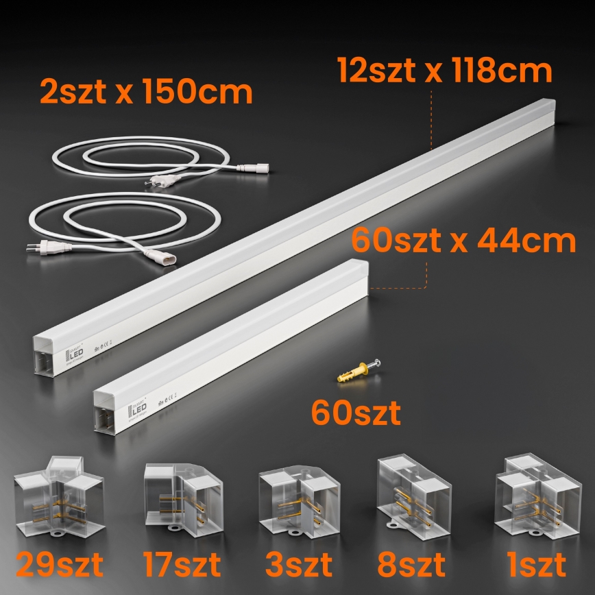 Plafonnier LED HEXAGON LED/696W/85-265V 6500K 484x243 cm IRC 90 IP54 blanc