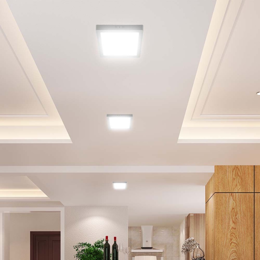 Plafonnier LED/6W/230V 3000K 12x12 cm blanc