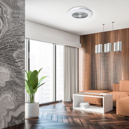 Plafonnier LED à intensité variable avec ventilateur ARIA LED/38W/230V 3000-6000K argenté + télécommande