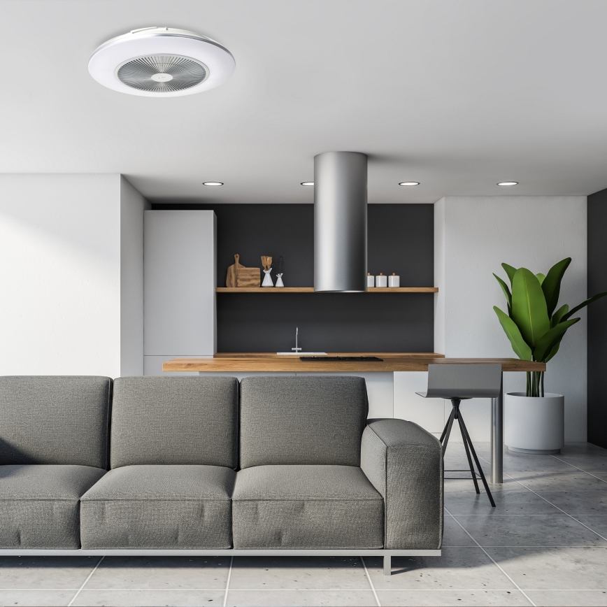 Plafonnier LED à intensité variable avec ventilateur ARIA LED/38W/230V 3000-6000K argenté + télécommande