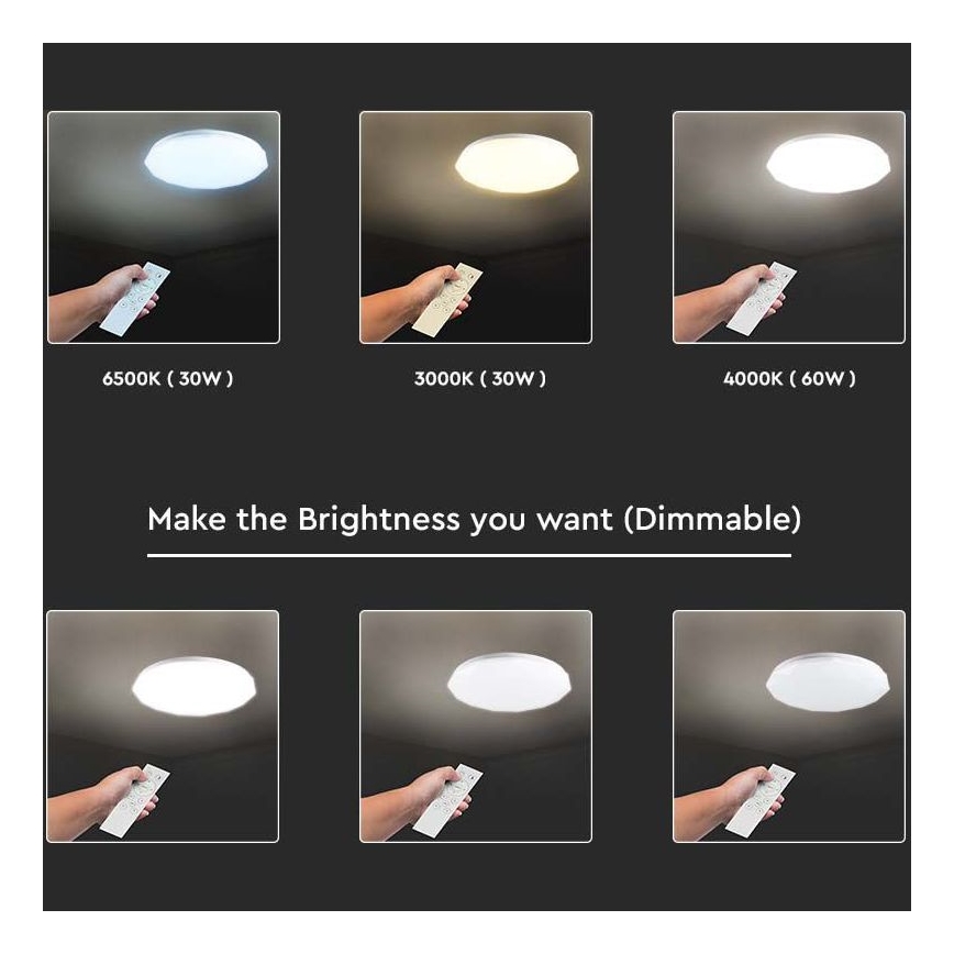 Plafonnier LED à intensité variable LED/40W/230V 3000K/4000K/6500K + télécommande