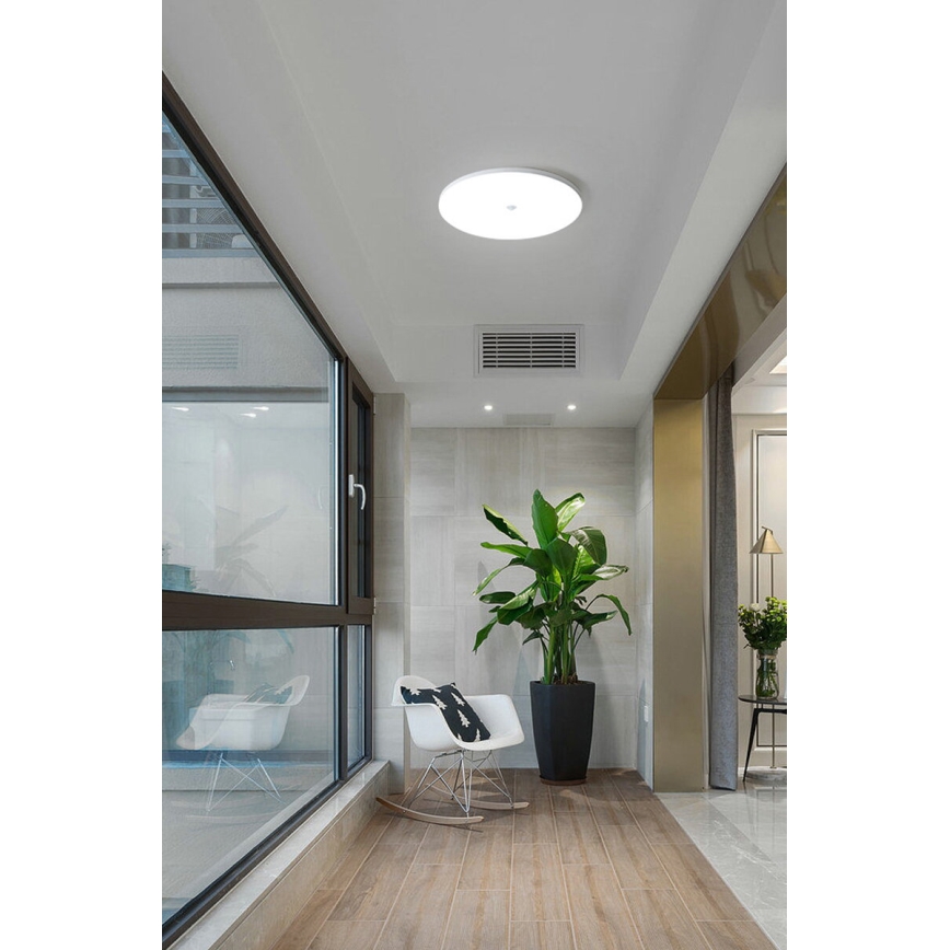 Plafonnier LED avec capteur crépusculaire et détecteur de mouvement MORETTI LED/24W/230V Ø 30 cm IP40 6500K
