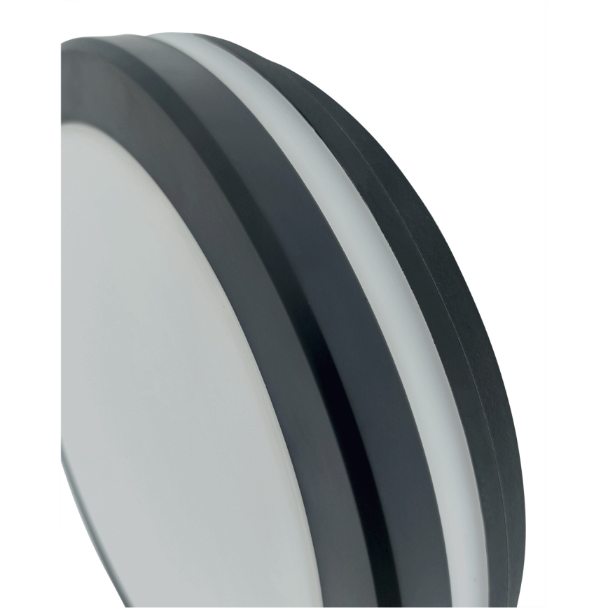 Plafonnier LED avec détecteur de mouvement, 20 W, 230 V, 3000/4000/6500 K, Ø 230 cm, IP54, anthracite