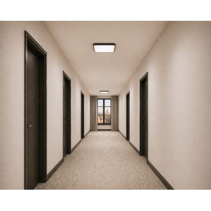 Plafonnier LED avec capteur de mouvement et capteur crépusculaire WILTON LED/24W/230V 4000K 33x33 cm noir