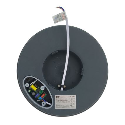 Plafonnier LED pour salle de bains avec détecteur de mouvement, 20W/230V, 3000/4000/6500K, Ø 23 cm, IP54, anthracite