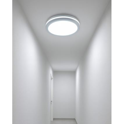 Plafonnier LED pour salle de bains avec détecteur de mouvement, 20 W, 230 V, 3000/4000/6500 K, Ø 23 cm, IP54, blanc