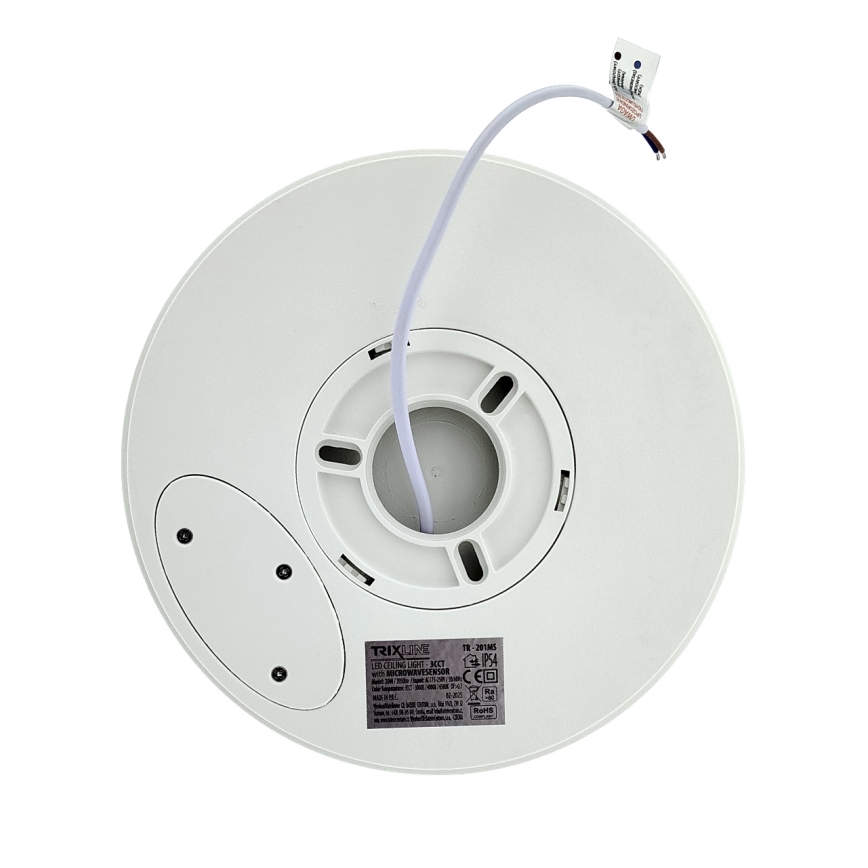 Plafonnier LED à détecteur de mouvement — 20 W, 230 V, 3000/4000/6500 K, Ø 230 cm, IP54, gris