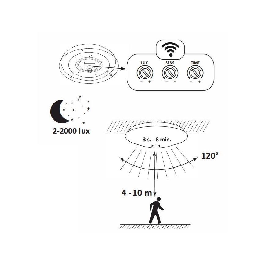 Plafonnier LED avec détecteur OPAL LED/12W/230V 4000K
