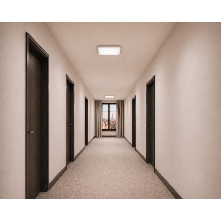 Plafonnier LED WILTON avec capteur de mouvement et capteur crépusculaire, LED/24W/230V, 4000K, 33x33 cm, blanc