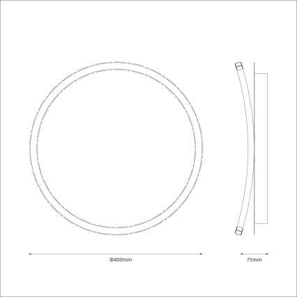 Plafonnier LED CALI, 30 W, 230 V, Ø 40 cm, noir