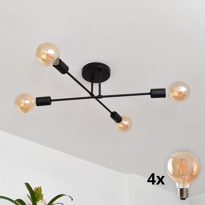 Plafonnier LED CAMBRIDGE 4xE27/8W/230V noir