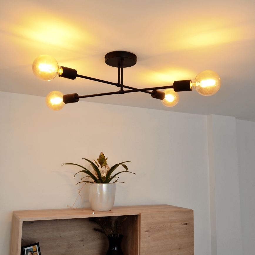 Plafonnier LED CAMBRIDGE 4xE27/8W/230V noir