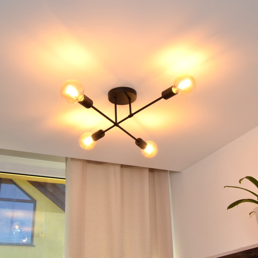 Plafonnier LED CAMBRIDGE 4xE27/8W/230V noir