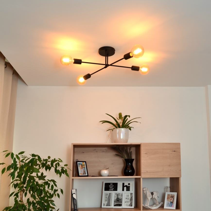 Plafonnier LED CAMBRIDGE 4xE27/8W/230V noir