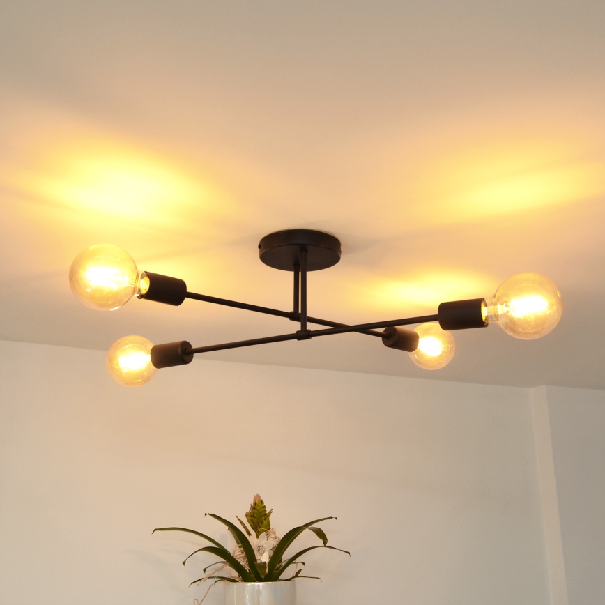 Plafonnier LED CAMBRIDGE 4xE27/8W/230V noir