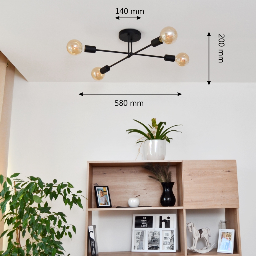 Plafonnier LED CAMBRIDGE 4xE27/8W/230V noir