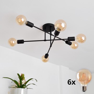 Plafonnier LED CAMBRIDGE 6xE27/8W/230V noir