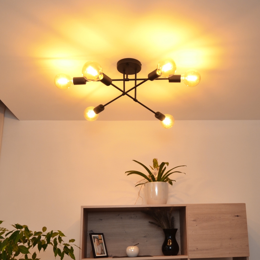 Plafonnier LED CAMBRIDGE 6xE27/8W/230V noir