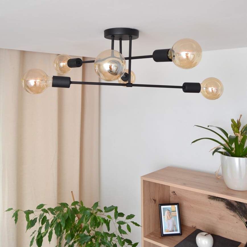 Plafonnier LED CAMBRIDGE 6xE27/8W/230V noir