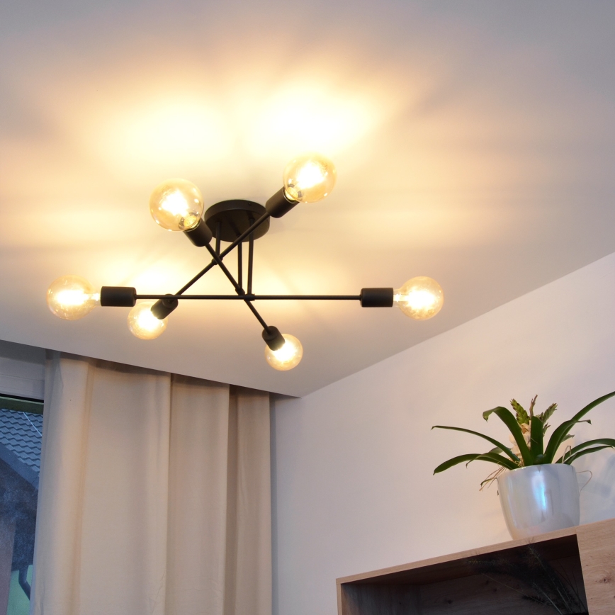 Plafonnier LED CAMBRIDGE 6xE27/8W/230V noir