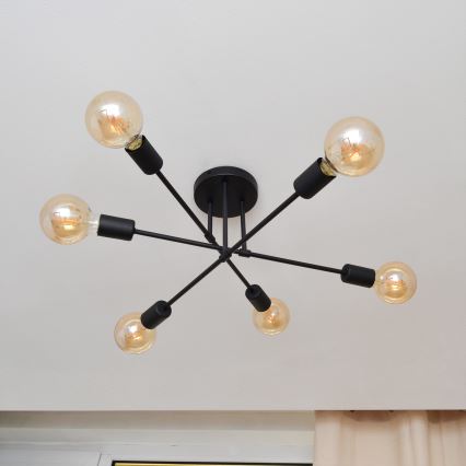 Plafonnier LED CAMBRIDGE 6xE27/8W/230V noir