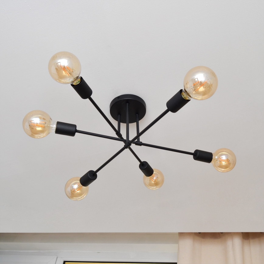 Plafonnier LED CAMBRIDGE 6xE27/8W/230V noir