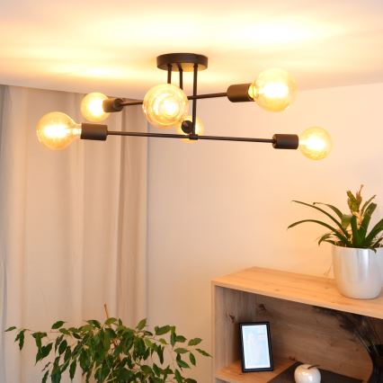 Plafonnier LED CAMBRIDGE 6xE27/8W/230V noir
