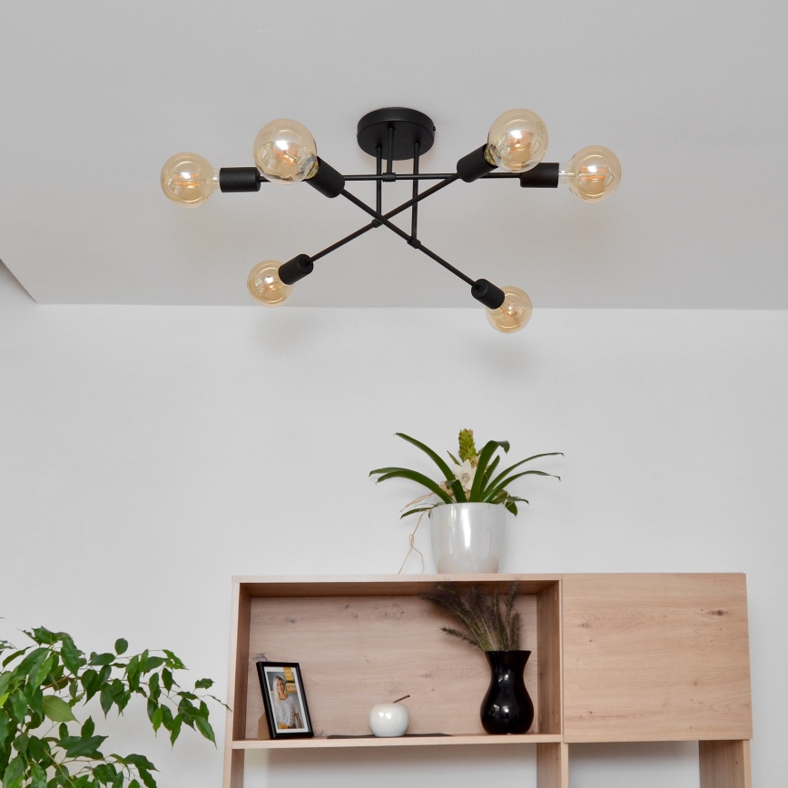 Plafonnier LED CAMBRIDGE 6xE27/8W/230V noir