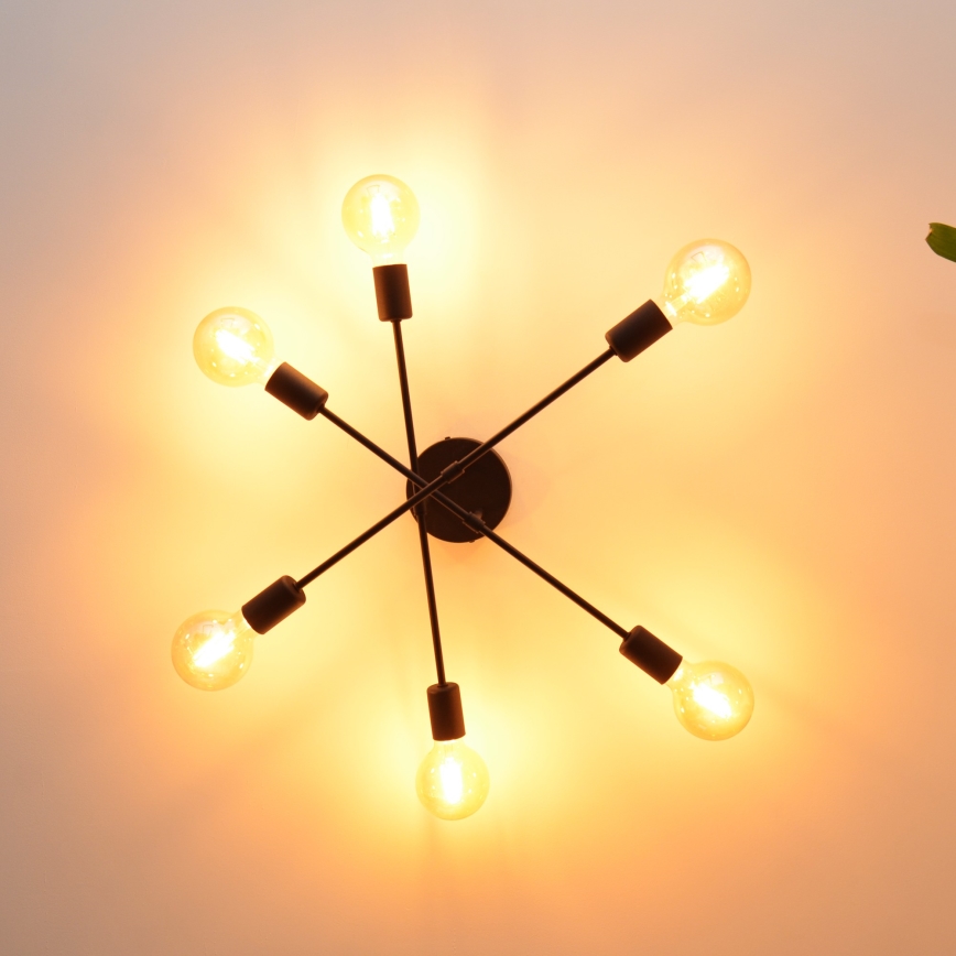 Plafonnier LED CAMBRIDGE 6xE27/8W/230V noir