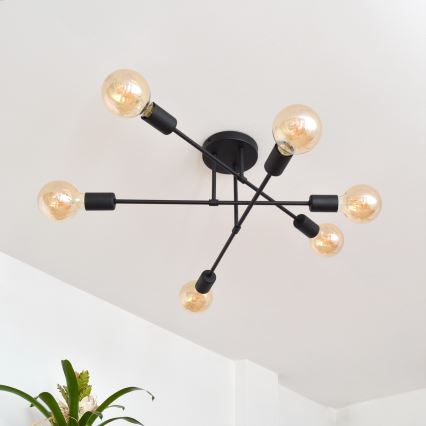 Plafonnier LED CAMBRIDGE 6xE27/8W/230V noir