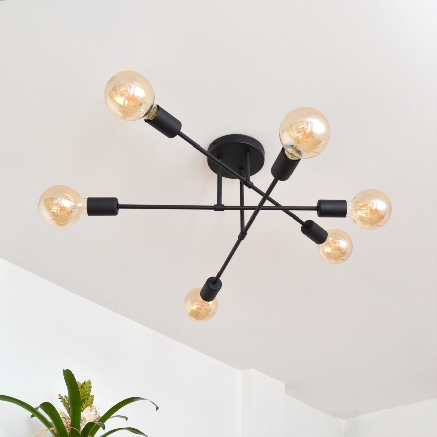 Plafonnier LED CAMBRIDGE 6xE27/8W/230V noir
