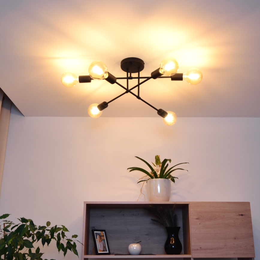 Plafonnier LED CAMBRIDGE 6xE27/8W/230V noir