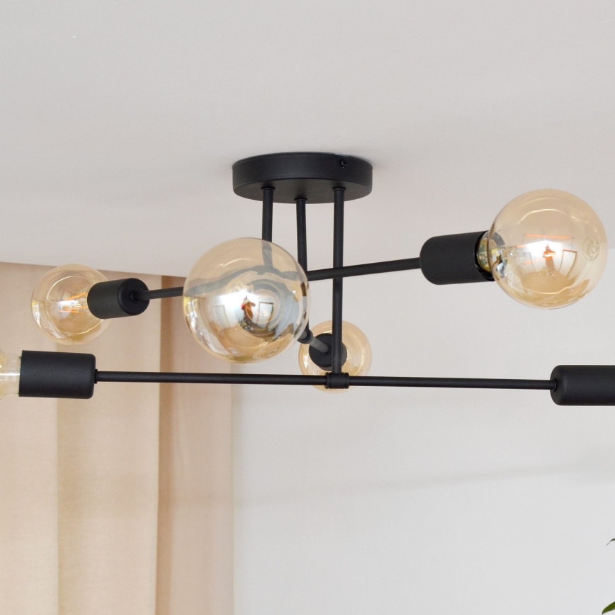 Plafonnier LED CAMBRIDGE 6xE27/8W/230V noir