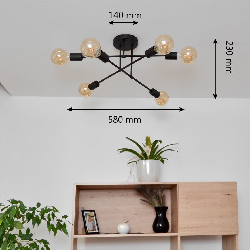 Plafonnier LED CAMBRIDGE 6xE27/8W/230V noir