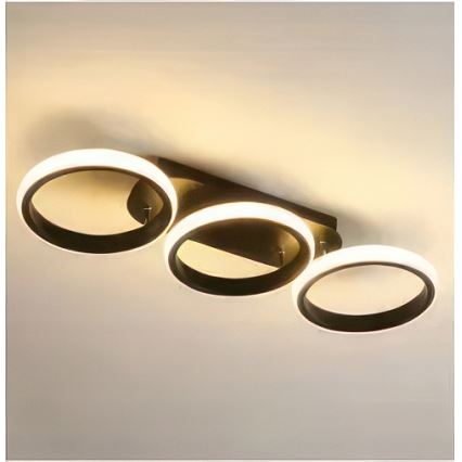 Plafonnier LED dimmable 30W/230V 3000–6500K noir Wi‑Fi Tuya + télécommande