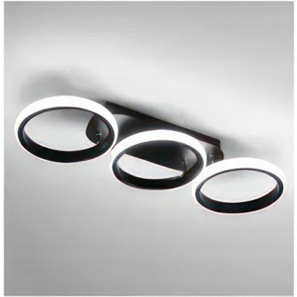 Plafonnier LED dimmable 30W/230V 3000–6500K noir Wi‑Fi Tuya + télécommande