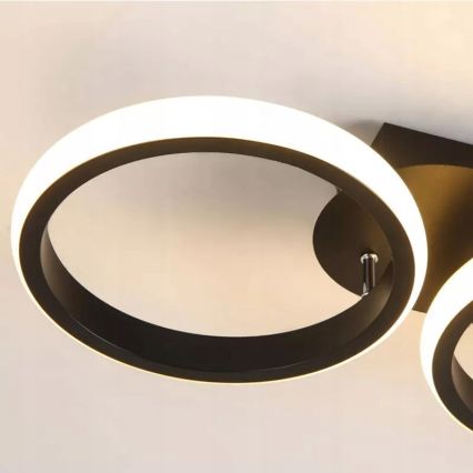 Plafonnier LED dimmable 30W/230V 3000–6500K noir Wi‑Fi Tuya + télécommande