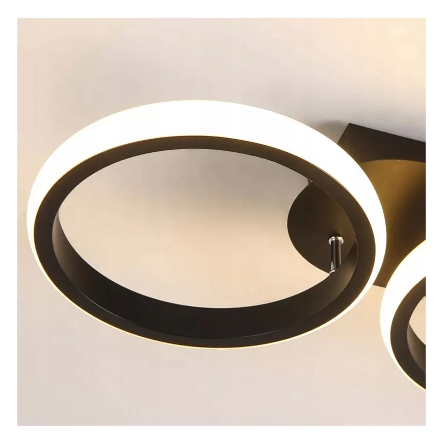 Plafonnier LED dimmable 30W/230V 3000–6500K noir Wi‑Fi Tuya + télécommande