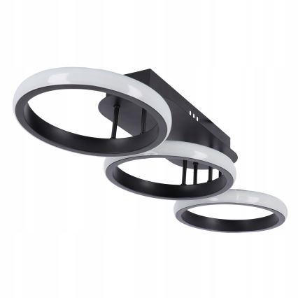 Plafonnier LED dimmable 30W/230V 3000–6500K noir Wi‑Fi Tuya + télécommande