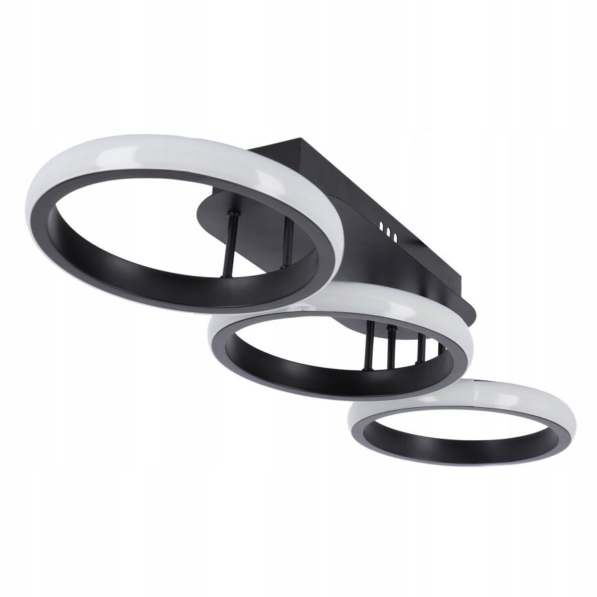 Plafonnier LED dimmable 30W/230V 3000–6500K noir Wi‑Fi Tuya + télécommande