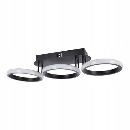 Plafonnier LED dimmable 30W/230V 3000–6500K noir Wi‑Fi Tuya + télécommande