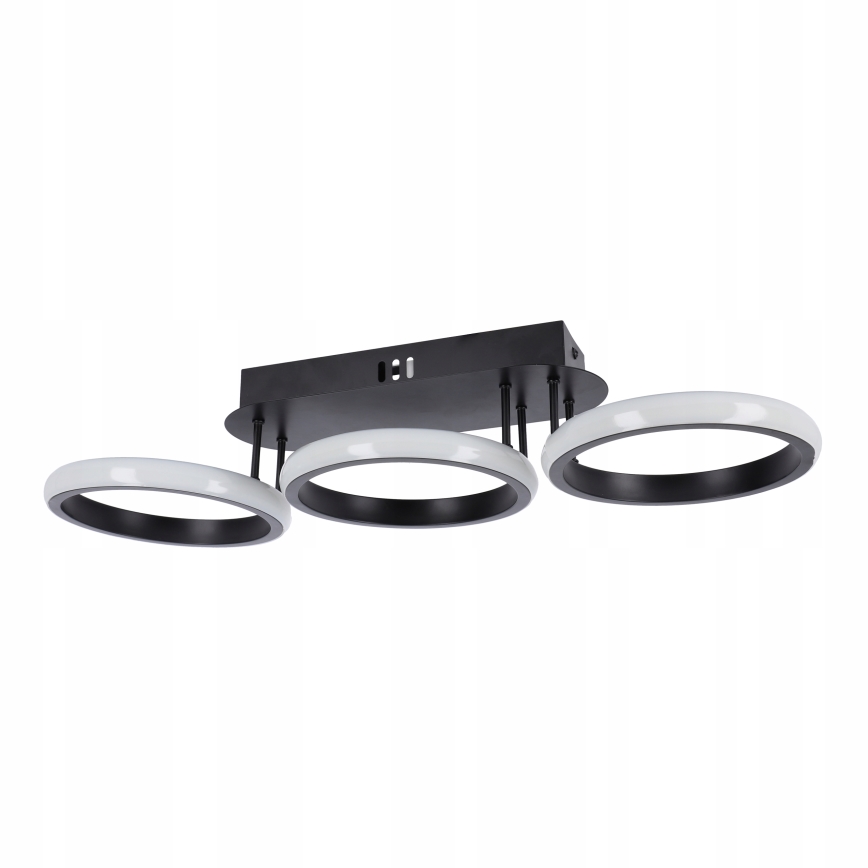 Plafonnier LED dimmable 30W/230V 3000–6500K noir Wi‑Fi Tuya + télécommande