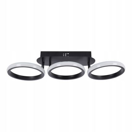 Plafonnier LED dimmable 30W/230V 3000–6500K noir Wi‑Fi Tuya + télécommande