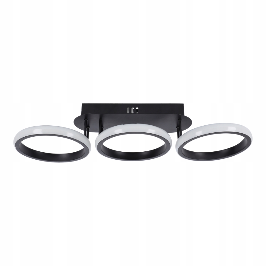 Plafonnier LED dimmable 30W/230V 3000–6500K noir Wi‑Fi Tuya + télécommande