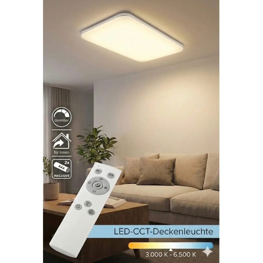 Plafonnier LED dimmable LED/48W/230V 3000-6500K blanc + télécommande